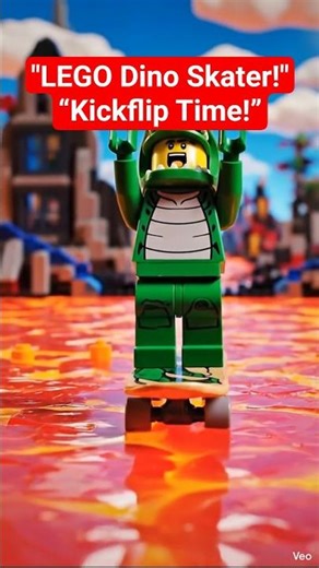 LEGO Dino Skater Kickflip Challenge! 🦖🔥 #shorts #legoanimation #legostopmotion #scateboard #legoai