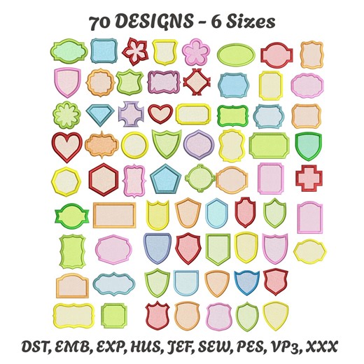 70 Applique Shapes Machine Embroidery Designs, Applique Frames Design, Applique Monogram Frames, Frames Applique, Applique Bundle of Shapes - Etsy