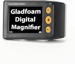 Digital Video Magnifier for Low Vision, 3.5-Inch Portable Electronic Magnifier, 2x-25x Zoom Reading Aids for Seniors and Students, Gladfoam LCD Screen Magnifier for Reading and Newspapers, Black