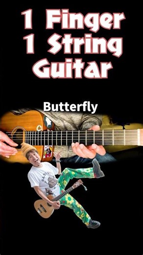 1 String Guitar Song - Butterfly (Easiest 1 Finger Guitar Lesson) #shorts