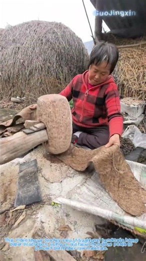 Ancient Handmade Paper: Beating Raw Materials With Traditional Stone Pestle