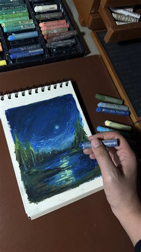 Night Sketch Art Techniques Using Oil Pastels