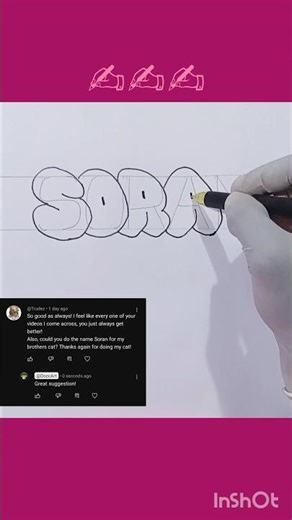 How to Draw SORAN in Bubble Letters 🫧✍️ #art #drawing