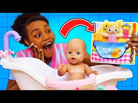 Bedtime stories for baby doll. Evening routine with baby dolls. Baby born doll videos for kids.