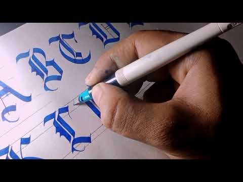 Gothic Calligraphy Alphabet : M (using pilot parallel pen) | Learn Blackletter Calligraphy