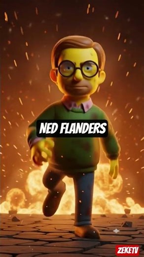 NED FLANDERS OF THE SIMPSONS IN 3D ANIMATION. #forkids #thesimpsons #zeketv #viral