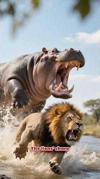 Hippo vs Lion – When the River Monster Attacks #hippo #lion #hippovslion #animalshorts #viralshorts