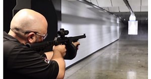 Stitching a line with a belt-fed full-auto .22 pellet gun (VIDEO)