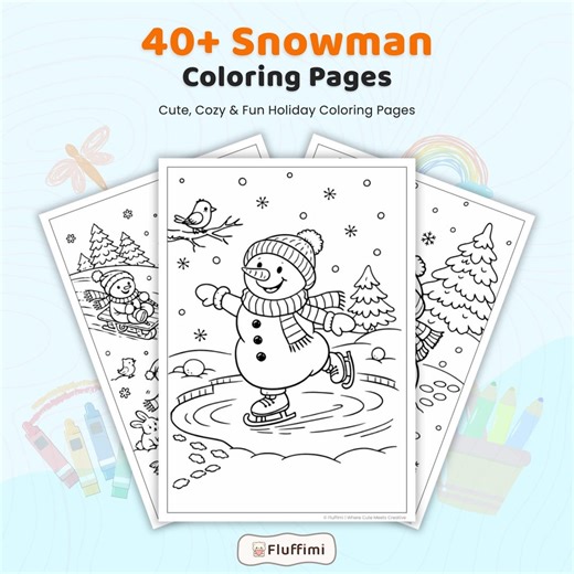 40  Snowman Coloring Pages, Cute Winter Snowman Coloring Book, Fun Snowman Winter Activity for Kids, Printable Snowman Coloring Pages PDF - Etsy