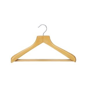 [Hot Item] Hotel Natural Color Wooden Hanger with Open Metal Hook