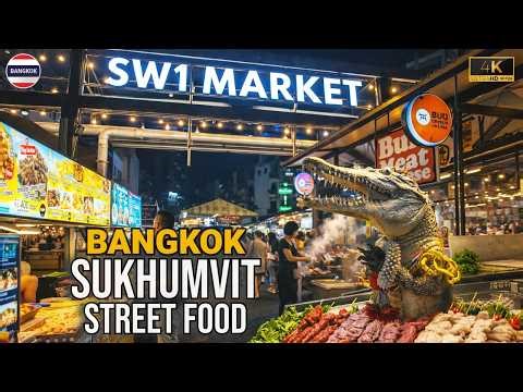 Bangkok Night Market Street Food 🇹🇭 SW1 Sukhumvit | 4K Walking Tour