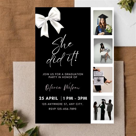 Graduation Invitation Template Editable, Photo Graduation Invite, Class of 2026 Invitation, Printable Grad Party Invite, Canva Template - Etsy
