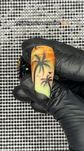 Sunset palm tree nail art 🌅🌴Summer vibes on nails 💅✨#sunset #nails#nailart#naildesign#shorts #fyp