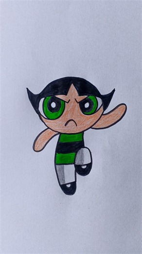 How to draw Buttercup from Powerpuff girls #powerpuffgirls #drawing #shorts