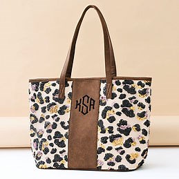 Monogrammed Leopard Print Tote Bag | Marleylilly