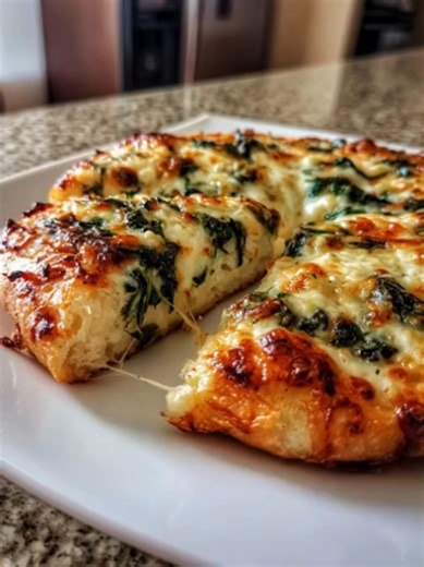 🍕🧄🌿 Garlic & Spinach White Pizza on Cottage Cheese Crust #easyrecipe #cottagecheeserecipes #quickrecipes #cottagecheese #cooking #pizza