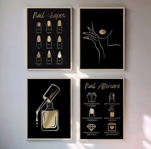 NATVVA 4 Pieces Hair Anatomy Wall Art Canvas Prints Hair Structure Poster Hair Growth Cycle Painting Hair Type Pictures for Hair Salon Decor with Wooden Inner Frame