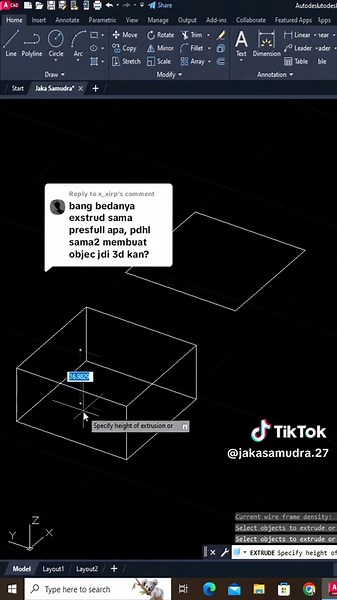 Perbedaan Extrude dan Presspull dalam Autocad