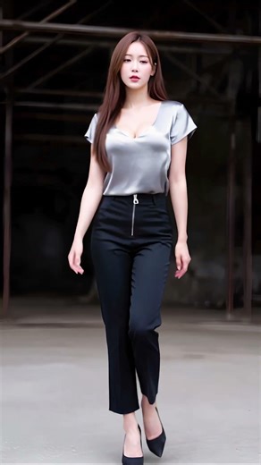 Silver Satin Top & Zippered Black Trousers | Industrial Chic Look! #shorts #fashion #styling