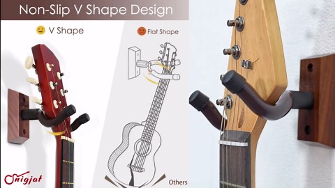 SNIGJAT Guitar Wall Mount 2 Pack, Wood Guitar Hanger Wall Hook with Screws, Guitar Stand Wall Mount Holder for Acoustic Guitar, Banjo, Bass,Guitar Accessories Gifts for Guitar Players