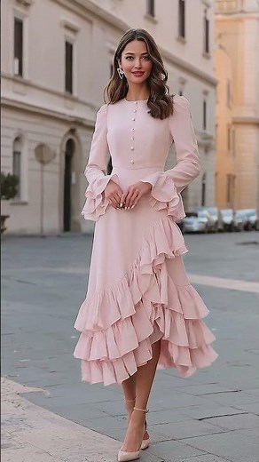 Elegant Pink Ruffle Midi Dress | Timeless Feminine Fashion 2026 #pinkdress #mididress #elegantstyle.