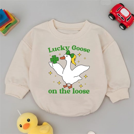 Lucky Goose on the Loose Baby Outfit, St. Patricks Day Baby Bodysuit, Funny Meme Goose Baby Clothes, Irish Girl Bubble Romper, Baby Gift - Etsy