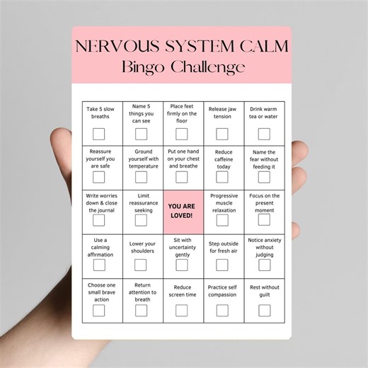 Nervous System Calm Bingo Printable | Grounding and Stress Relief Tool | Gentle Self Care Game - Etsy Australia
