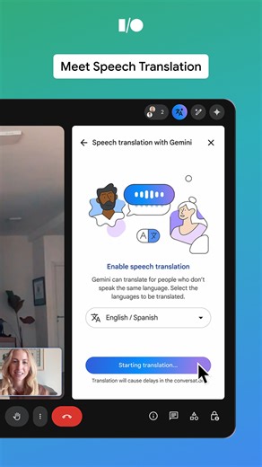 Google on Instagram: "Introducing near real-time speech translation in Google Meet. People can now have natural, free-flowing conversations — while speaking different languages. 🗣️"