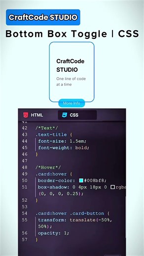 Bottom Box Toggle | CSS | CraftCode STUDIO #coding #craftcodestudio #frontend #webdevelopnent #css