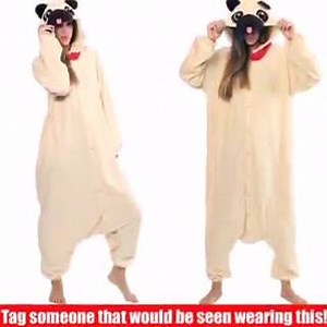 Isn't this the BEST Halloween costume ever? If you are interested in purchasing this onesie Click Here: https://www.thepassionatepug.com/products/fawn-pug-adult-pajama-onesie This onesie is avaialble for purchase! | The Passionate Pug