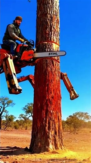 Wait for it 😱🔥 The Hero Who Controls a Giant Scorpion Machine!#shorts #gaint#chainsaw #logging #tree