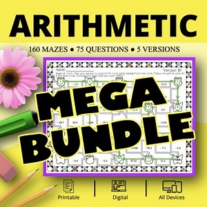 Spring Math Add Subtract Multiply Divide Mazes BUNDLE