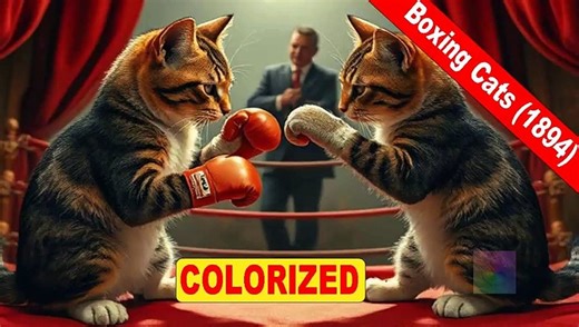 The Boxing Cats (1894) | Colorized Old Movie