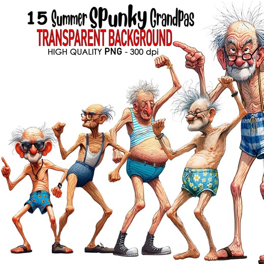 15 Funny Summer Spunky Grandpa Old Men Clip Art Transparent Background PNG 300 DPI High Quality Digital Download Prints Sublimation - Etsy