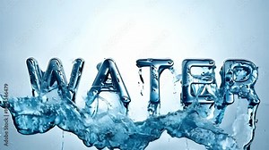 An animated lettering of the word Water as a background consisting of crystal clear clean water.