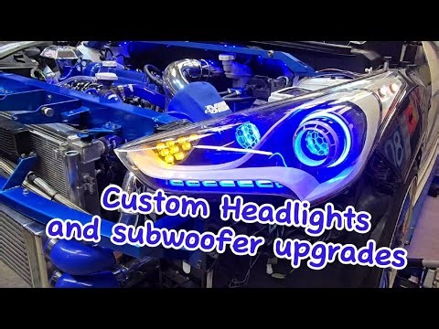 Hyundai Veloster custom headlights and upgraded my subwoofer by adding my own custom touch