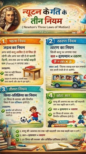 Newton ke 3 Rules of Motion 🔥 | Physics Easy Explanation in Hindi #shorts