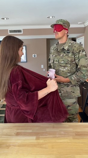 33K views · 208 reactions | Soldier shocked when he sees under wife's robe!  #fblifestyle | Jamie and Blake | Facebook