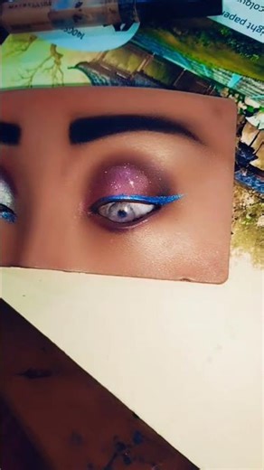 blue eyeliner video with eye makeup look 💙 pink glitter eye makeup with blue eyeliner tutorial 💙