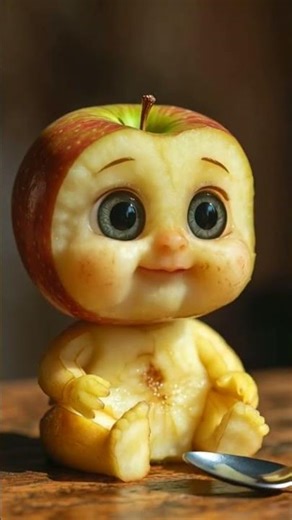 Cute Apple Baby Eating 🍎 | AI 3D Animation Shorts #shorts