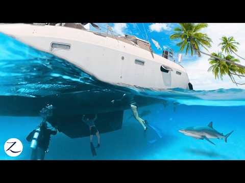 Boat Work in Paradise! But we also swim with sharks & dolphins! 🦈 🐬