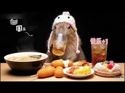 🍉 Capybara’s CRAZY Food Feast! ASMR You’ve Never Heard Before 🐾