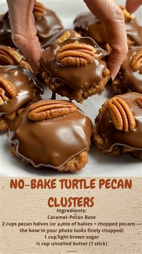 NO-BAKE TURTLE PECAN CLUSTERS | Cakecrafted Recipes