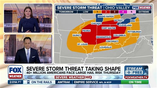 Severe storms target nearly 50 million across Midwest, Ohio Valley with large hail