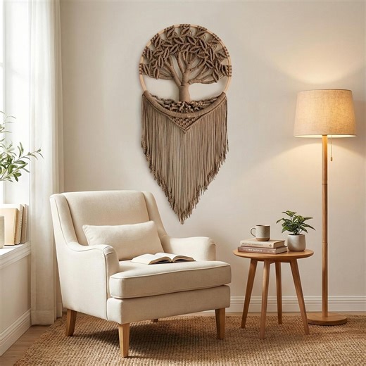 Handmade Tree of Life Macrame, Boho Fiber Art, Natural Home Decor - Etsy