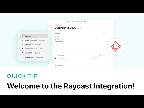 Raycast x Capacities Integration - New Update!