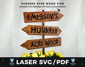 Hundred Acre Wood Sign Laser Cut File, Pooh Baby Shower Decor, Glowforge Xtool File, DIY Winnie the Pooh Nursery Decor, Personalize W/ Name - Etsy