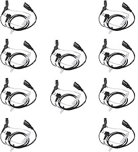 Caroo Ear Piece Headset Mic PTT for Motorola walkie Talkie 2 Way Radio 2pin Cp200 Rdm2070d Cp185 with Advance Nipple Covert Acoustic Tube 10 Pack