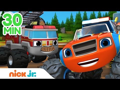 Blaze Fire & Police Emergency Rescues! 🚒🚓 w/ AJ & Watts | 30 Minute Compilation | Nick Jr.