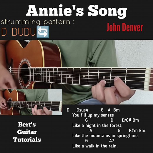 127K views · 1.3K reactions | Annie's Song - John Denver guitar chords and lyrics with strumming tutorial ver.2 | Bert's Guitar Tutorials | Facebook
